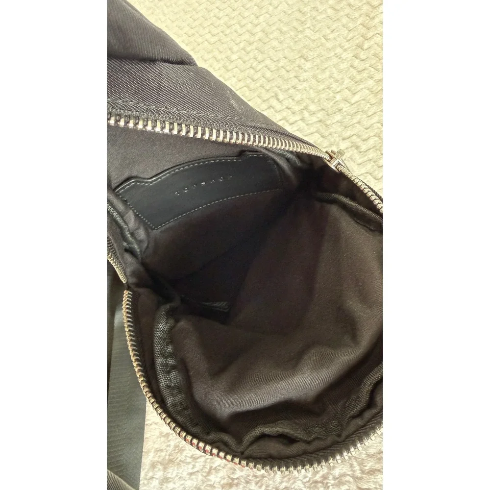 TopShop Black Nylon Sling Bag Crossbody Backpack Adjustable Silver Hardware